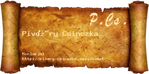 Piváry Csinszka névjegykártya